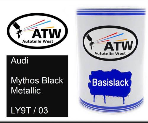 Audi, Mythos Black Metallic, LY9T / 03: 500ml Lackdose, von ATW Autoteile West.